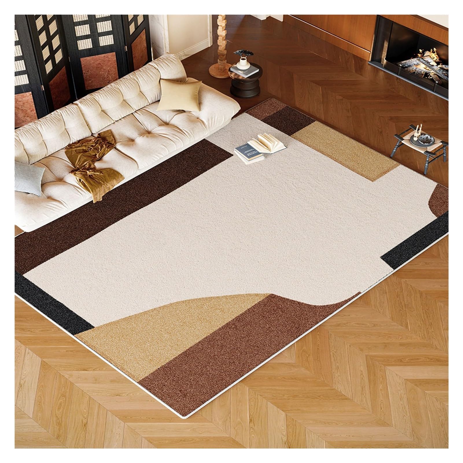 Tapis à poils courts anti-poussière idéal pour simplifier le ménage du salon