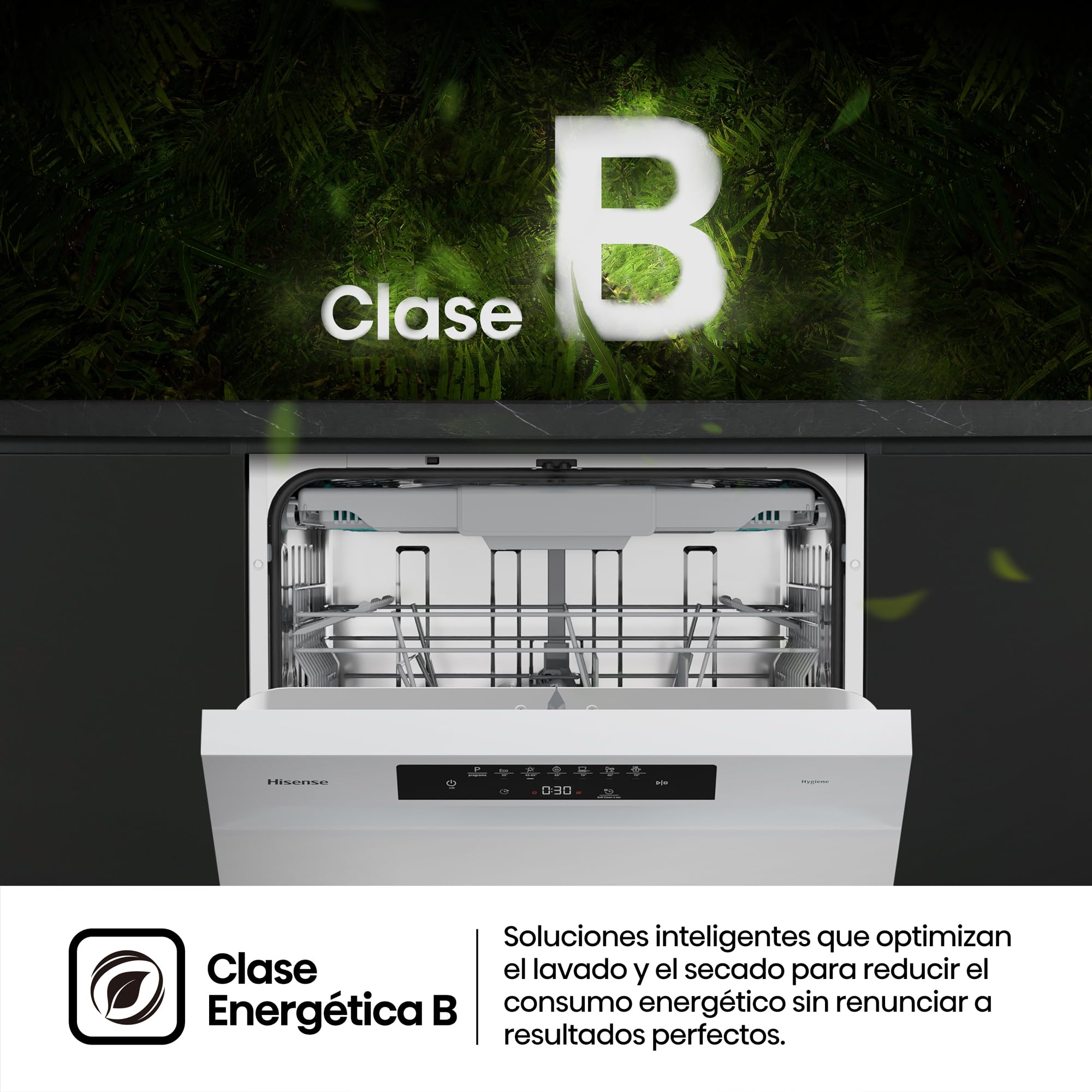 Hisense HS643B90W - Lavavajillas Clase B, 15 Servicios, Fondo 60cm, Secado Extra, Programa Automático, Tercera Bandeja, Programa Corto 1 hora, 15 Servicios, Aqua Protect System, Control Táctil, Blanco
