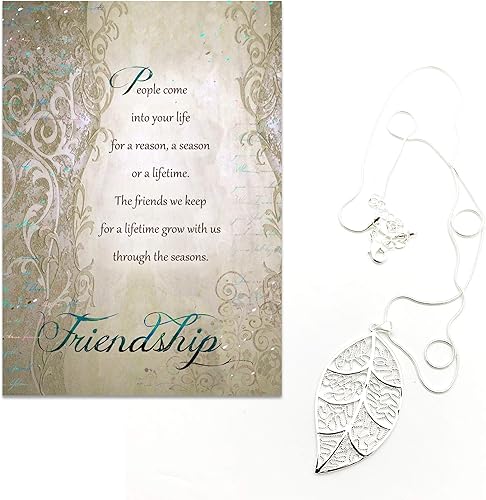 Miniatura 3 de Smiling Wisdom - Juego de regalo de amistad de hoja de plata - Tarjeta de felicitación, amistad, para toda la vida, temporal, motivo - Collar con