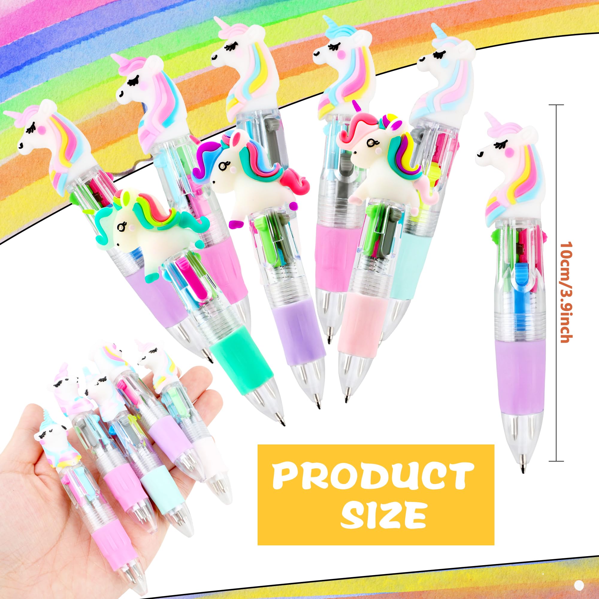 Spaluck 24 Pieces Mini Unicorn Ballpoint Pen Bulk Retractable 4-in-1 Gel Pen Cute Cartoon Multicolor Unicorn Pens Shuttle Pens for Office Students Back to School Gifts - Image 2