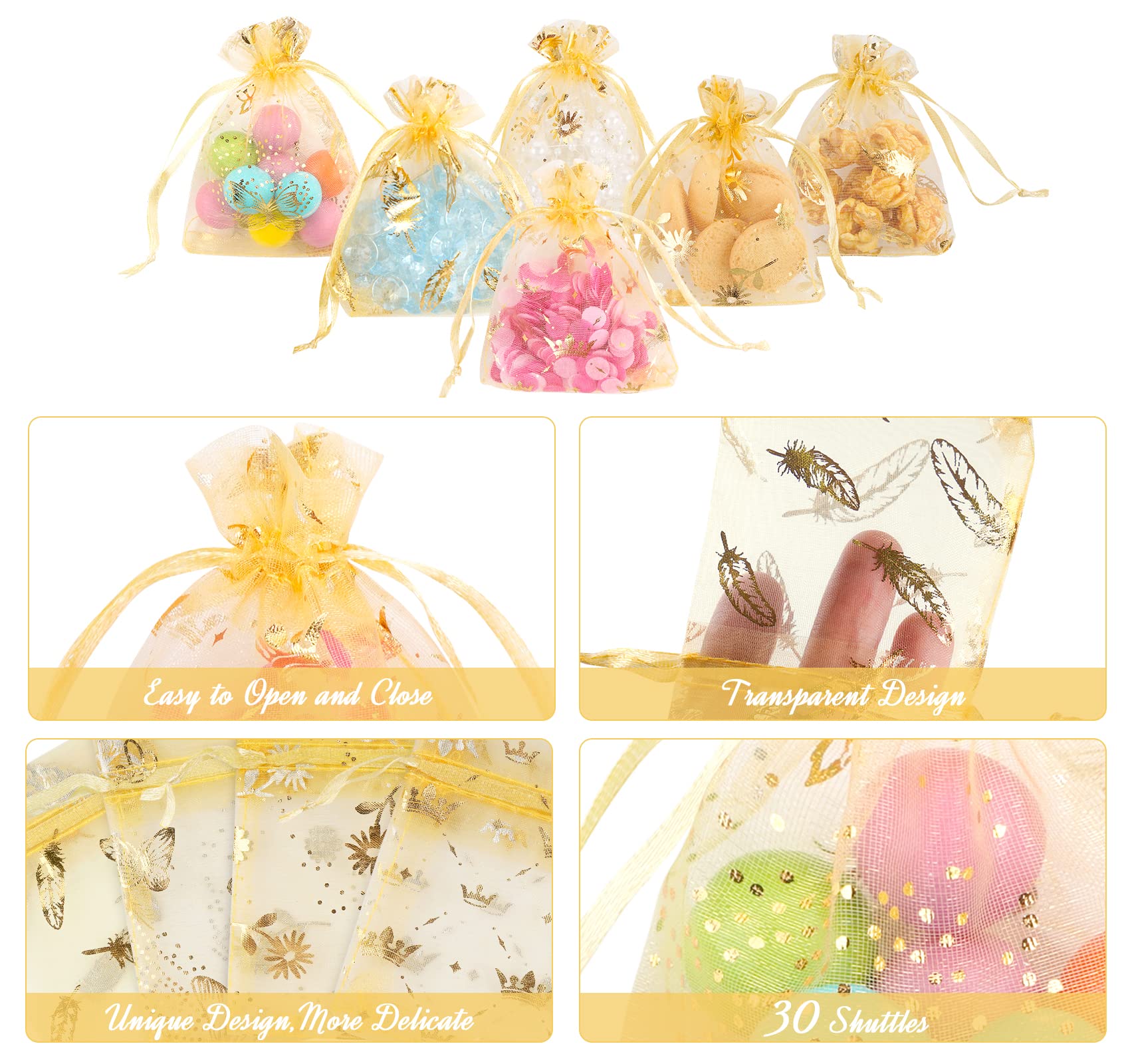 Lot De 100 Pochettes En Organza Avec Motif Flocon De Neige Pour Emballage De Bijoux De