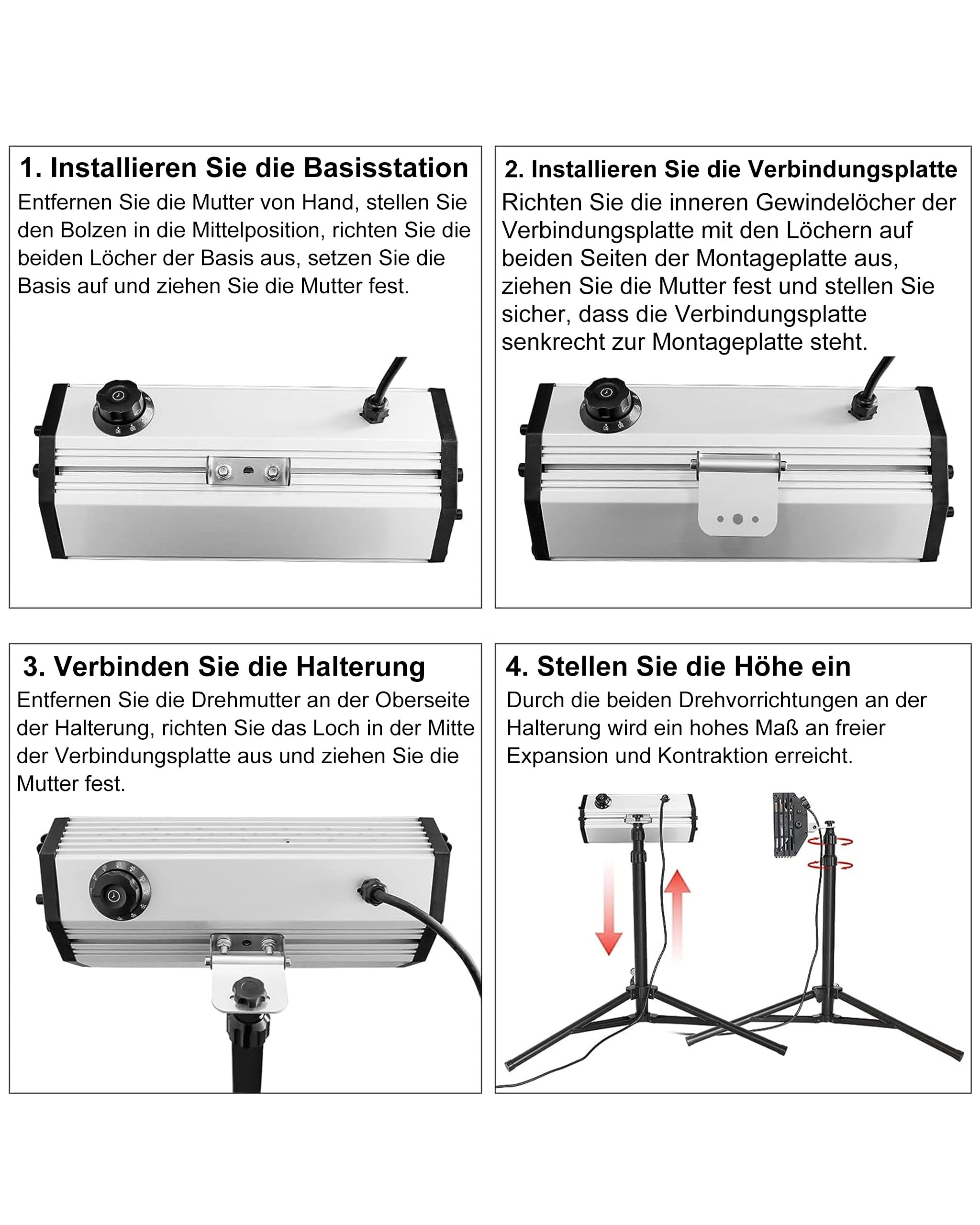 DATOUBOSS Lampada Infrarossi Carrozzeria 2000W Asciugatrice per Vernici per Auto Area di Asciugatura 650 * 500mm con Supporto Telescopico Lampada di Polimerizzazione Vernici