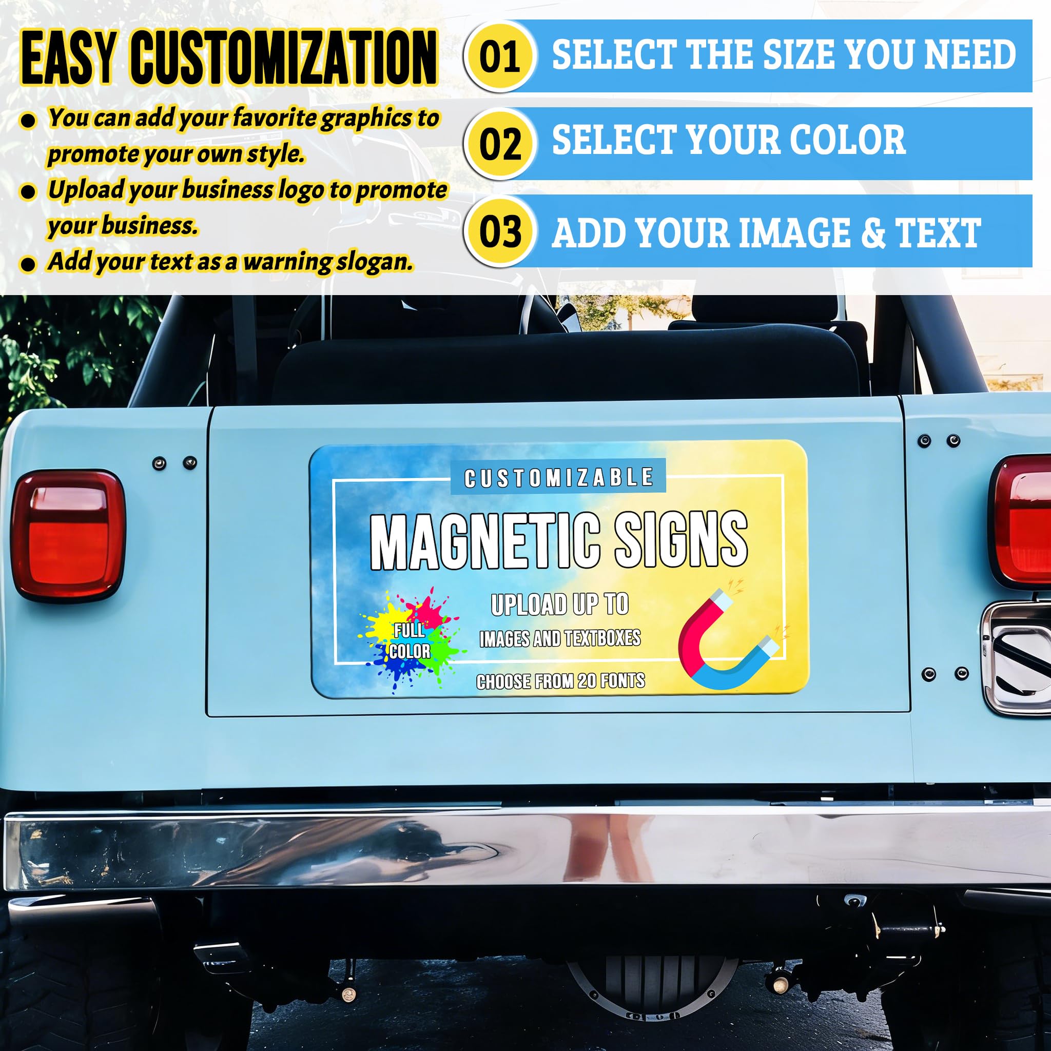 Autocollants magnétiques personnalisés, Aimant de Voiture avec Texte/Logo/Image, Résistant Intempéries Réutilisable - 30 x 30 CM - 3