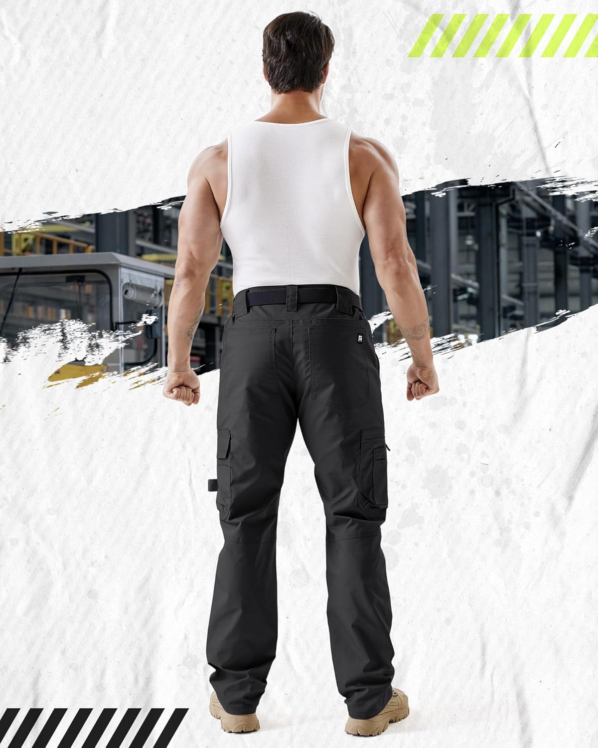 IGOLUMON Men's Stretch Tactical Work Pants, Breathable Ripstop Cargo Pants with 15 Pockets, Construction EDC Hiking Pants - Image 8