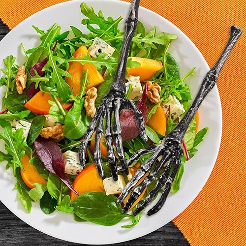 Miniatura 7 de Luxshiny 2 piezas de Halloween Esqueleto Manos Ensalada Tong Halloween Cuchara de ensalada Calavera Tong Halloween Cocina Vajilla para fiesta de