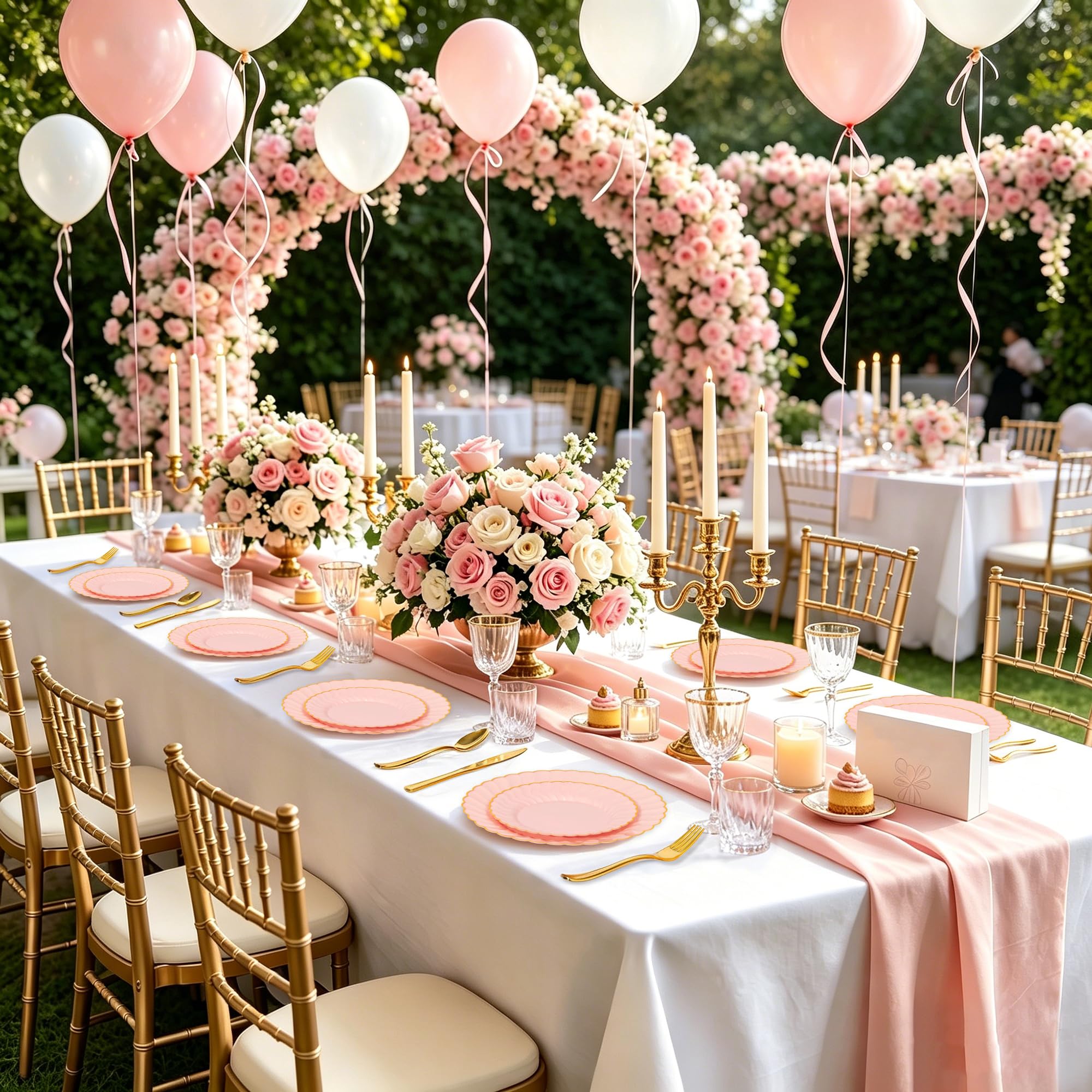 Pink Scalloped Plates - 150 Pcs for Parties & Events -6