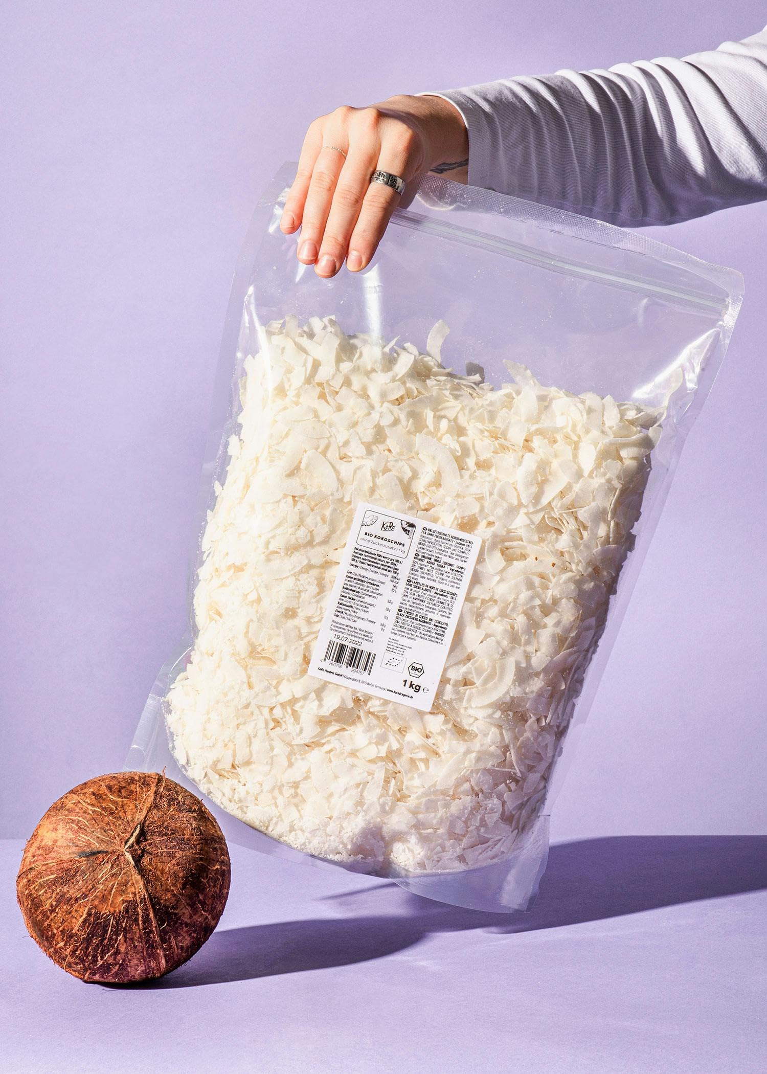 KoRo - Chips di cocco bio senza zuccheri aggiunti 1 kg - 100% cocco - Snack & Topping - Non zuccherato