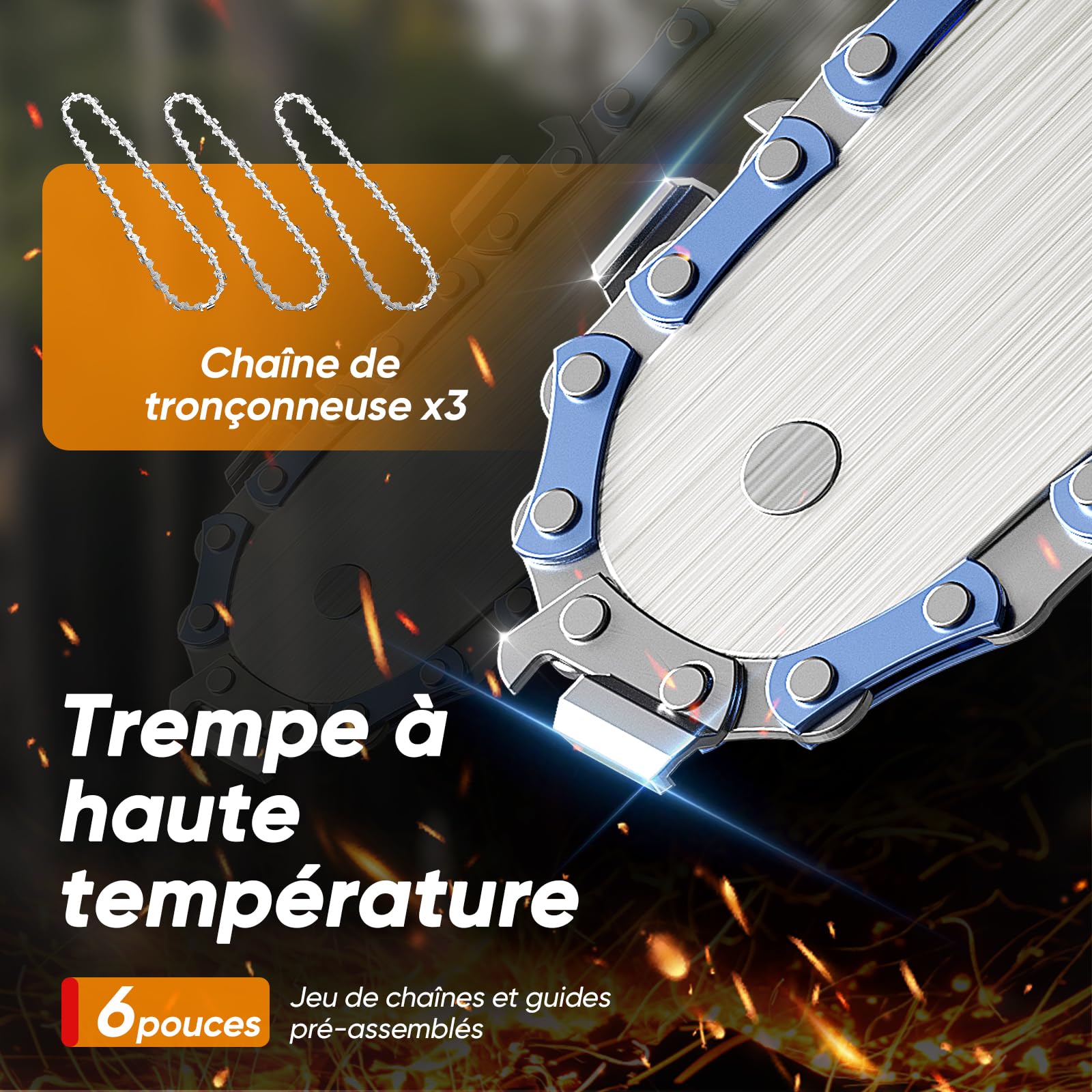 Mini Tronçonneuse à Batterie 6 Pouces, 1000W Brushless Tronconneuse Electrique Sans Fil pour Jardin, 4000mAh Tronçonneuse Elagueuse sur Batterie, D'huile Automatique, Compatible avec Makita 18V