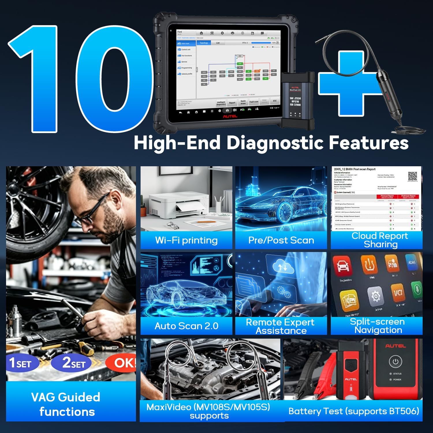 Autel MaxiCOM Ultra Lite Automotive Diagnostic Scanner, with MV108S