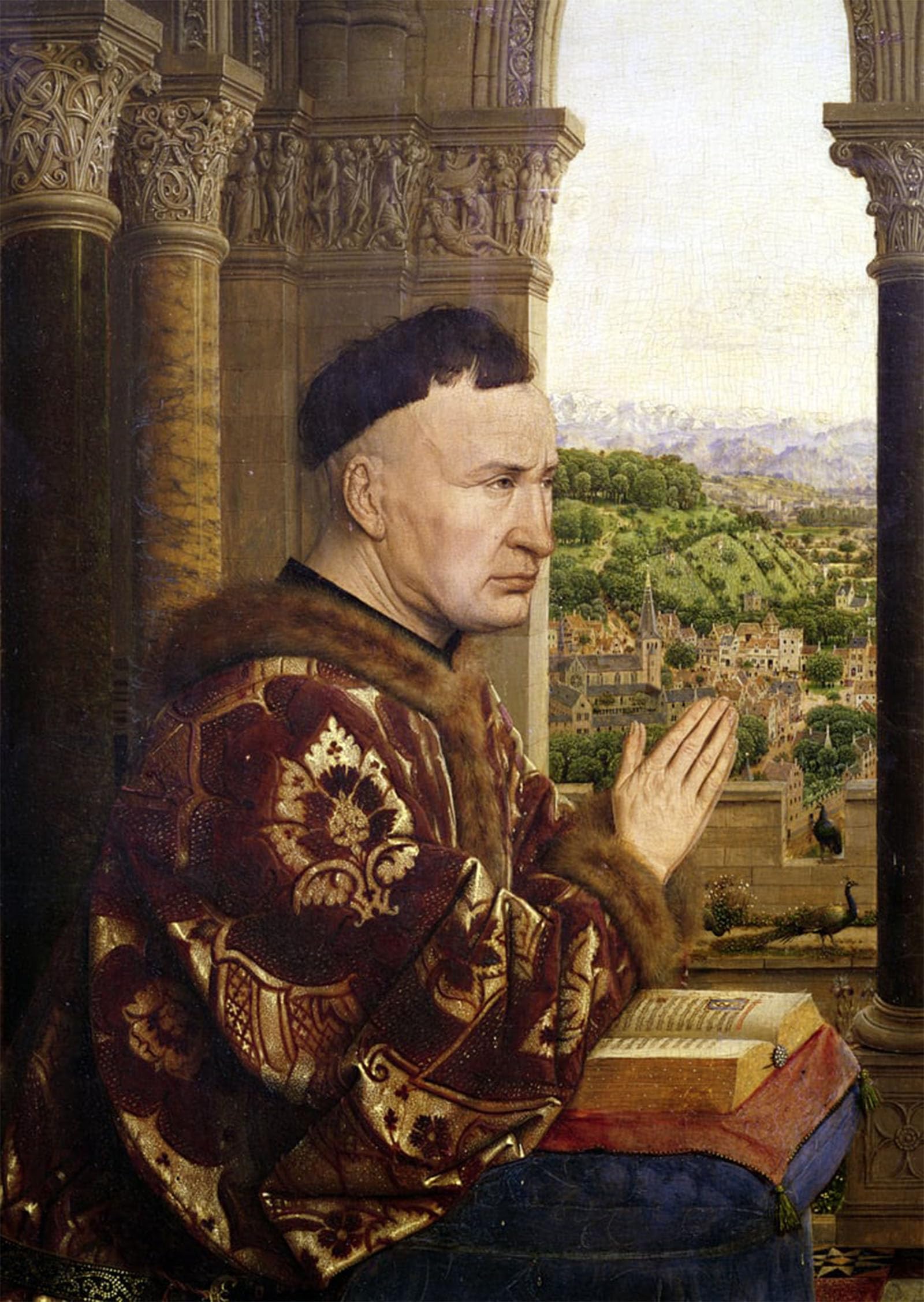 POSTERIIk Vintage Print Pop Art Landscape Artwork the Rolin Lady Detail of Chancellor Nicolas Rolin by Jan Van Eyck Art Prints for Office Home Decor 60x90cm