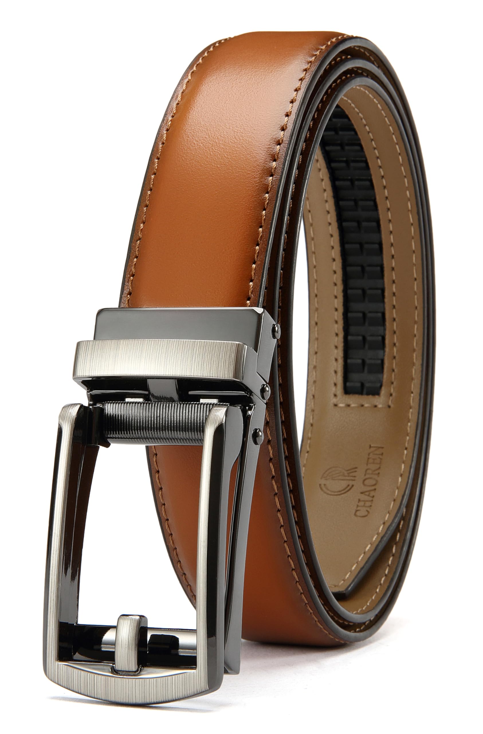 CHAOREN Ratchet Boys Belt, Kids Dress Leather Belt with Click Closure, Adjustable for Casual and Formal Wear