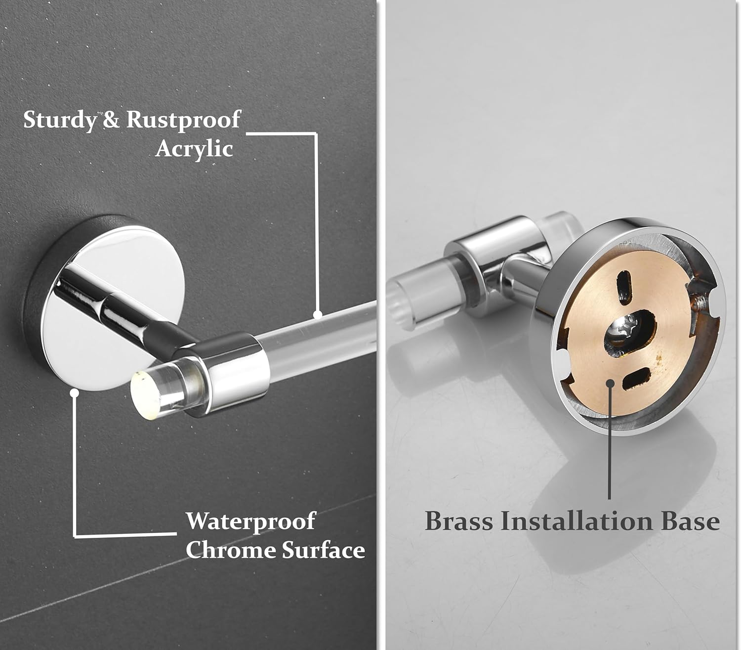 Acrylic Bathroom Hardware Accessories Set - Chrome Hand Towel Holder Toilet Paper Holder Towel Hook - Wall Mounted Bath Towel Bar Set 3 Pieces SHUNLI