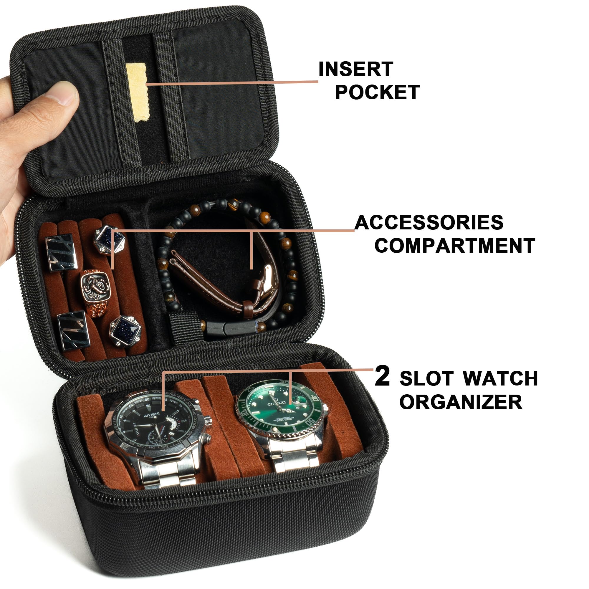 Amazon.com: RIGICASE 2 slots Watch travel case, Hard portable