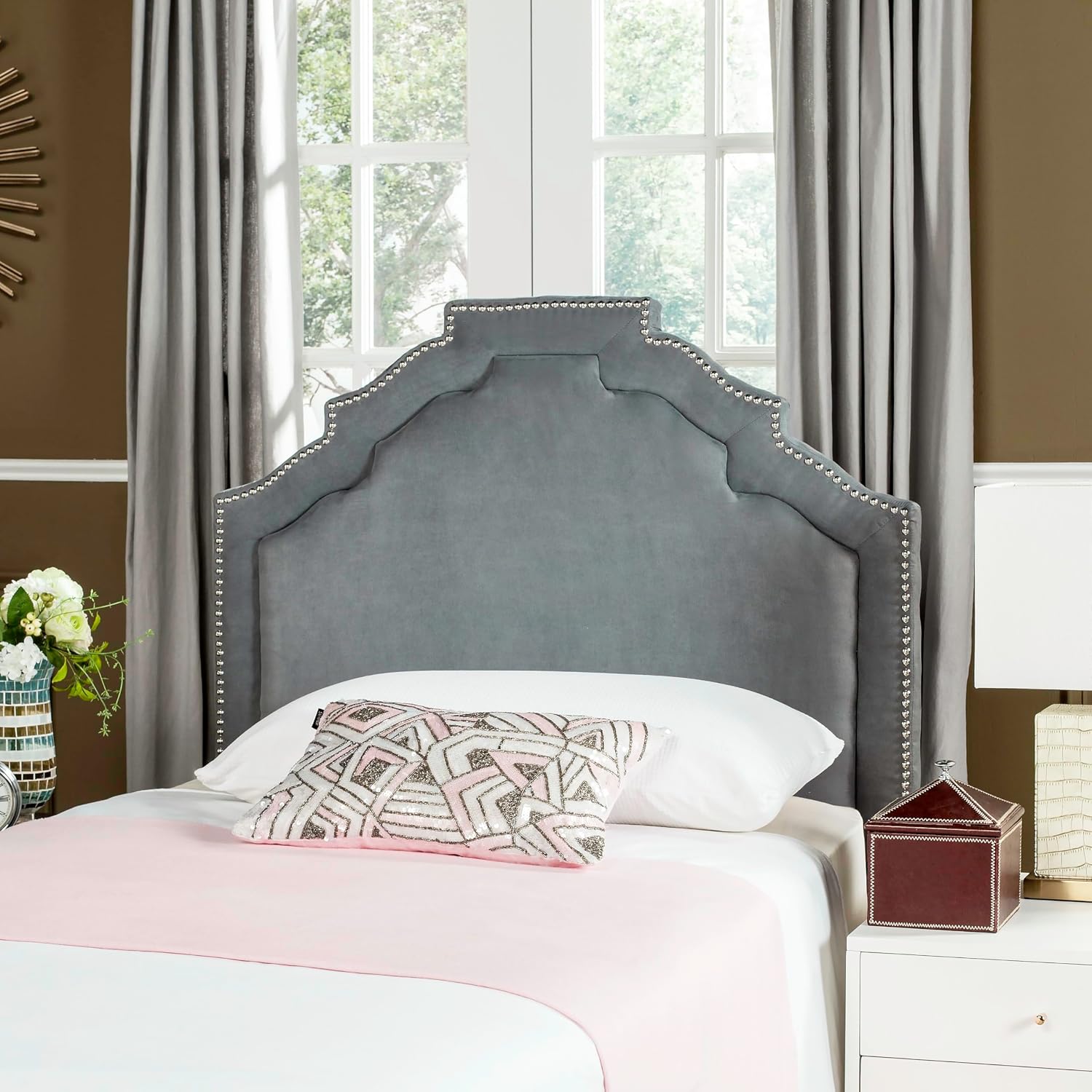 Safavieh Home Alexia Modern Grey Headboard, Queen