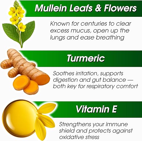 Miniatura 3 de Gotas de gordolobo para pulmones - Extracto de hoja de gordolobo para pulmones y desintoxicación pulmonar para fumadores - Gotas líquidas de