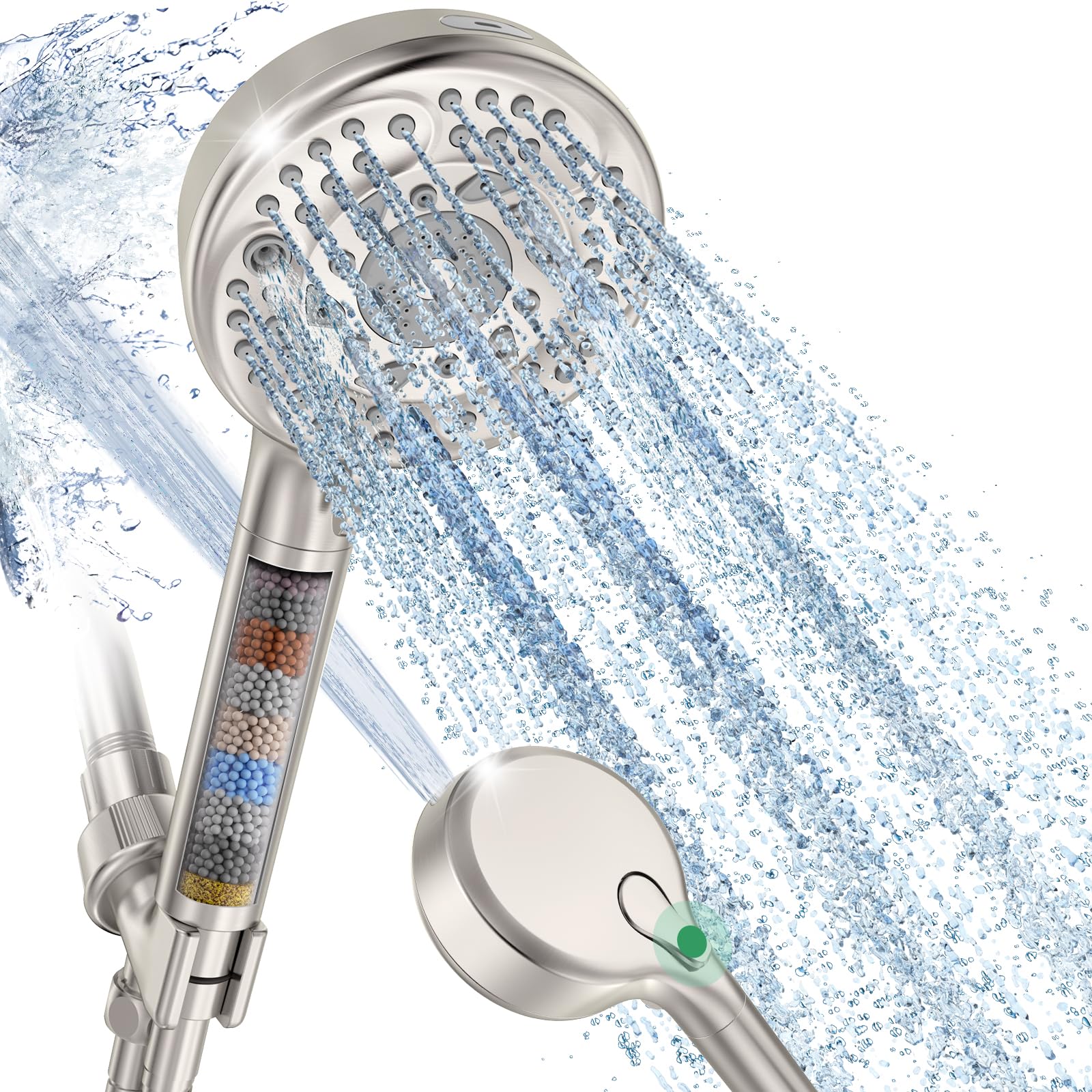 HOLISTIC　CURE　SHOWERHEAD Filtered Shower Head with Handheld, 9-Spray Mode High