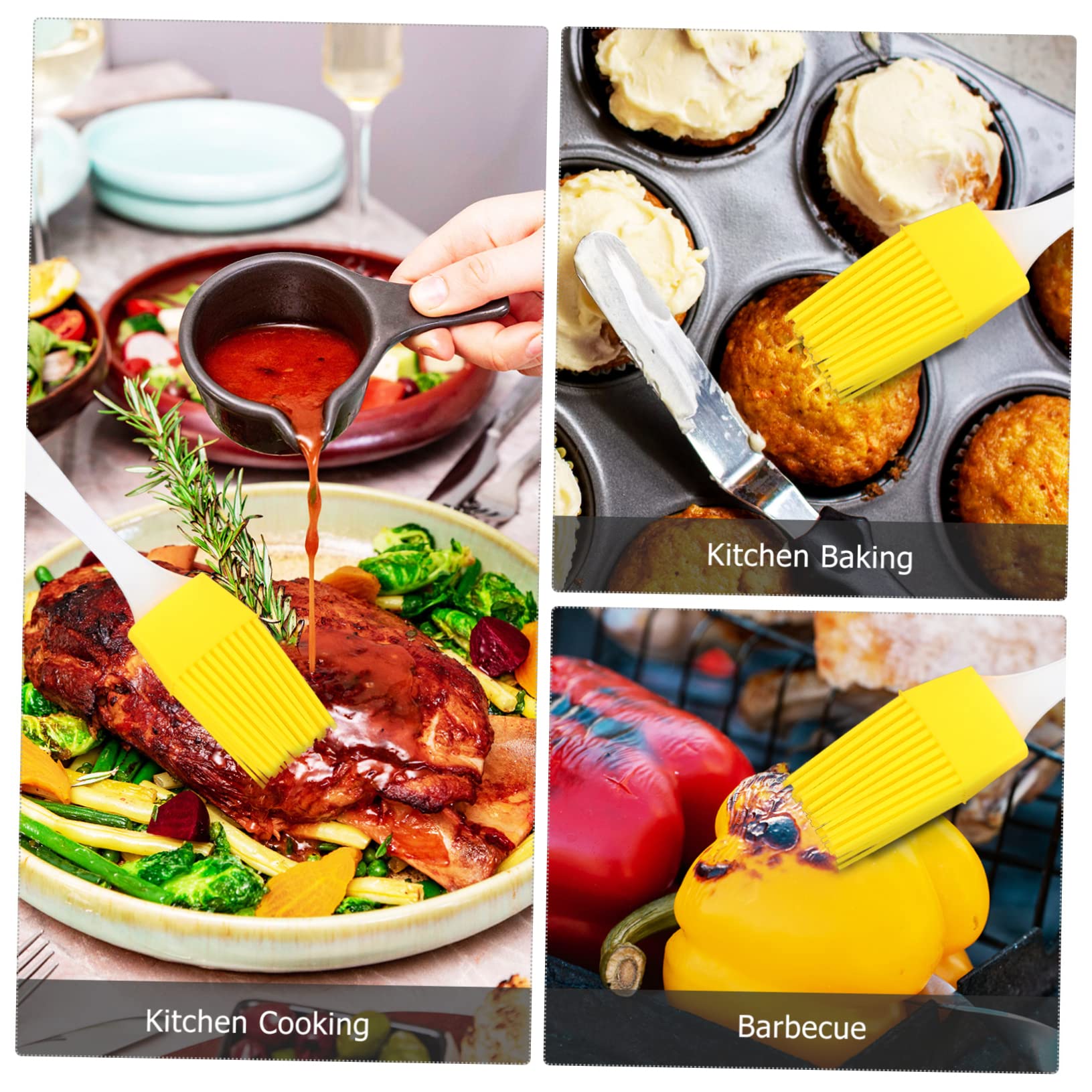 GRIRIW 2pcs Silicone Pastry Brush for Cooking Baking and Grilling Food-grade Silicone Bristles for Even Sauce Application for Home and Outdoor Use