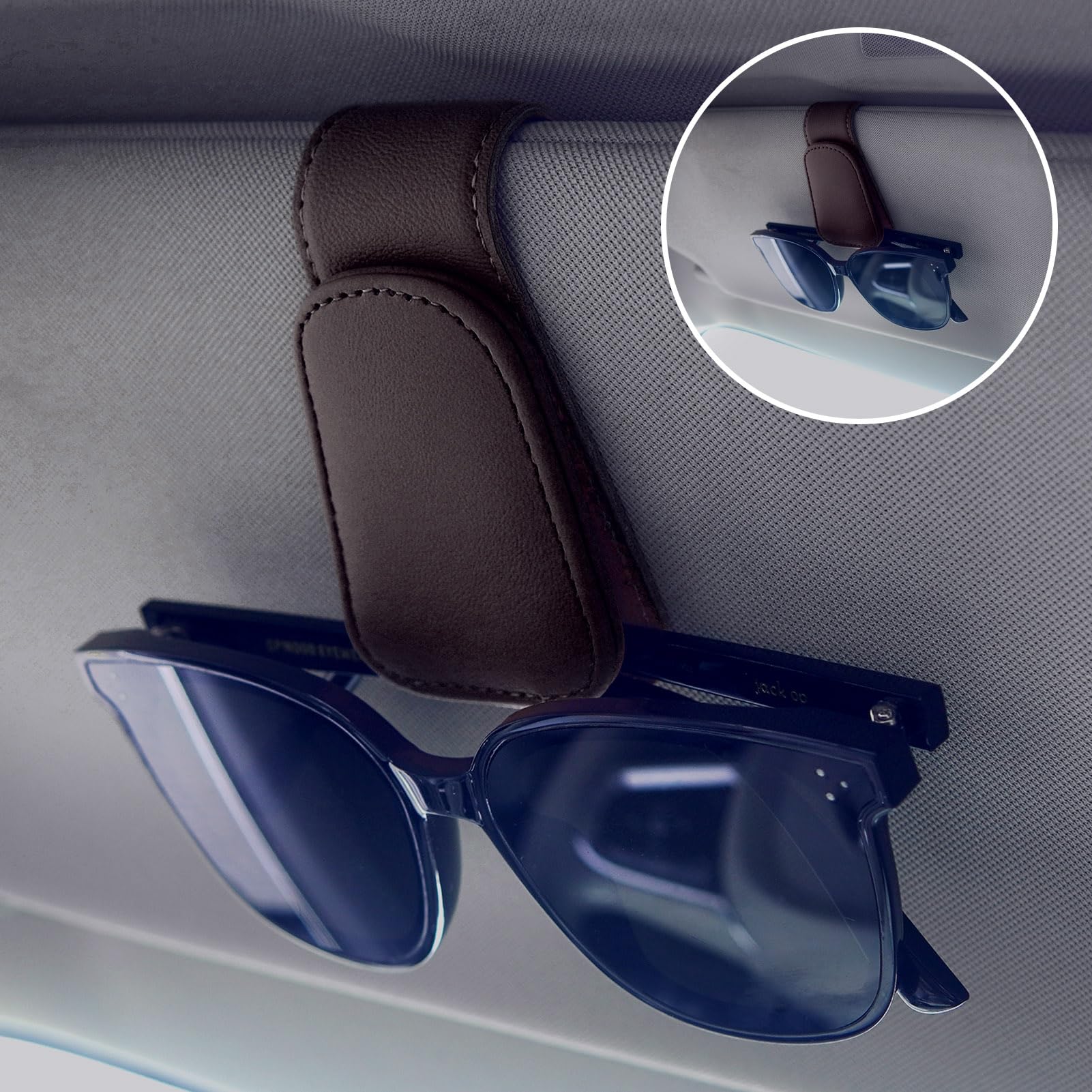 Lot De 2 Supports Lunettes Pour Pare-soleil Voiture - Clip Noir, Rangement Carte De Ticket, Accessoire Voiture - 4