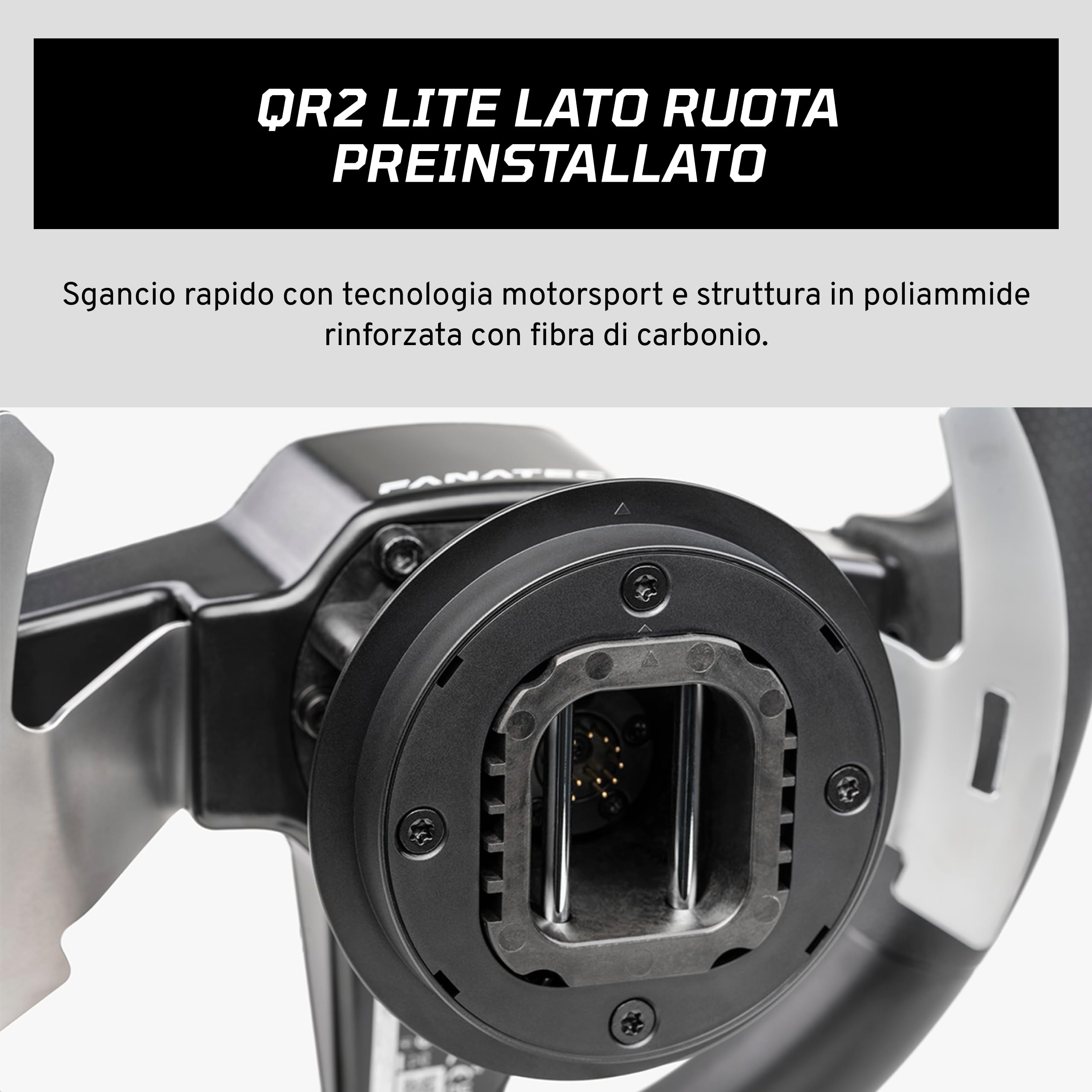 FANATEC Sim Racing CSL Manubrio P1 V2 (QR2 LITE) – Nero | Impugnatura In Gomma, RevStripe, Display a LED, Palette del Cambio in Metallo, Lato Manubrio QR2 LITE Pre-installato, PC