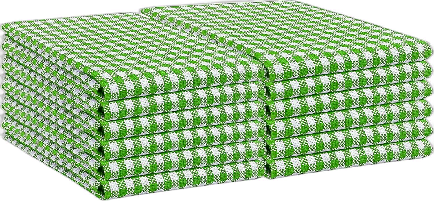 Wholesale Trade Dealz Green 10 Pack Wonderdry Tea Towels 100% Cotton Kitchen Dish Cloth Long Lasting Quick Absorbent Bar Catering Cloth (Green)
