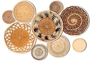 9 Pcs Boho Basket Wall Decals - Modern Peel and Stick Wall Art Decor