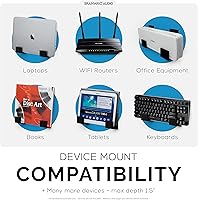 Vista 5 de BRAINWAVZ Soporte de pared para caja de cables de 1.5 pulgadas, para routers, portátiles, módem, WiFi de malla, Apple TV, interruptor de red y más