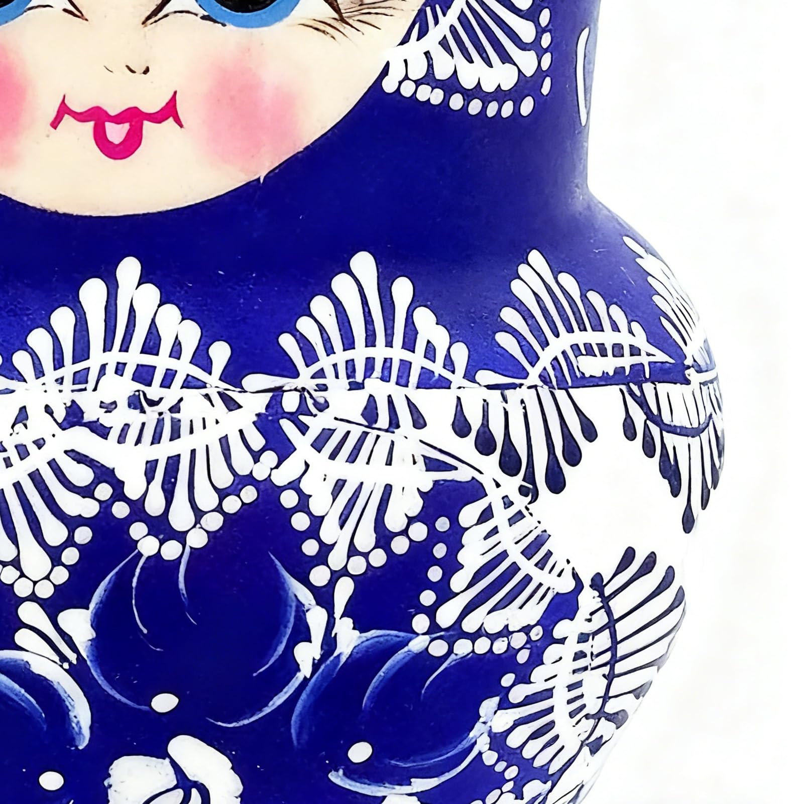 Muñecas Rusas para Adultos - 10 Piezas Madera Azul Y Porcelana Decoración De Escritorio | Muñecas Apilables Tradicionales | Para Niños, Adolescentes, Adultos, Coleccionistas, Cumpleaños, Fiestas,
