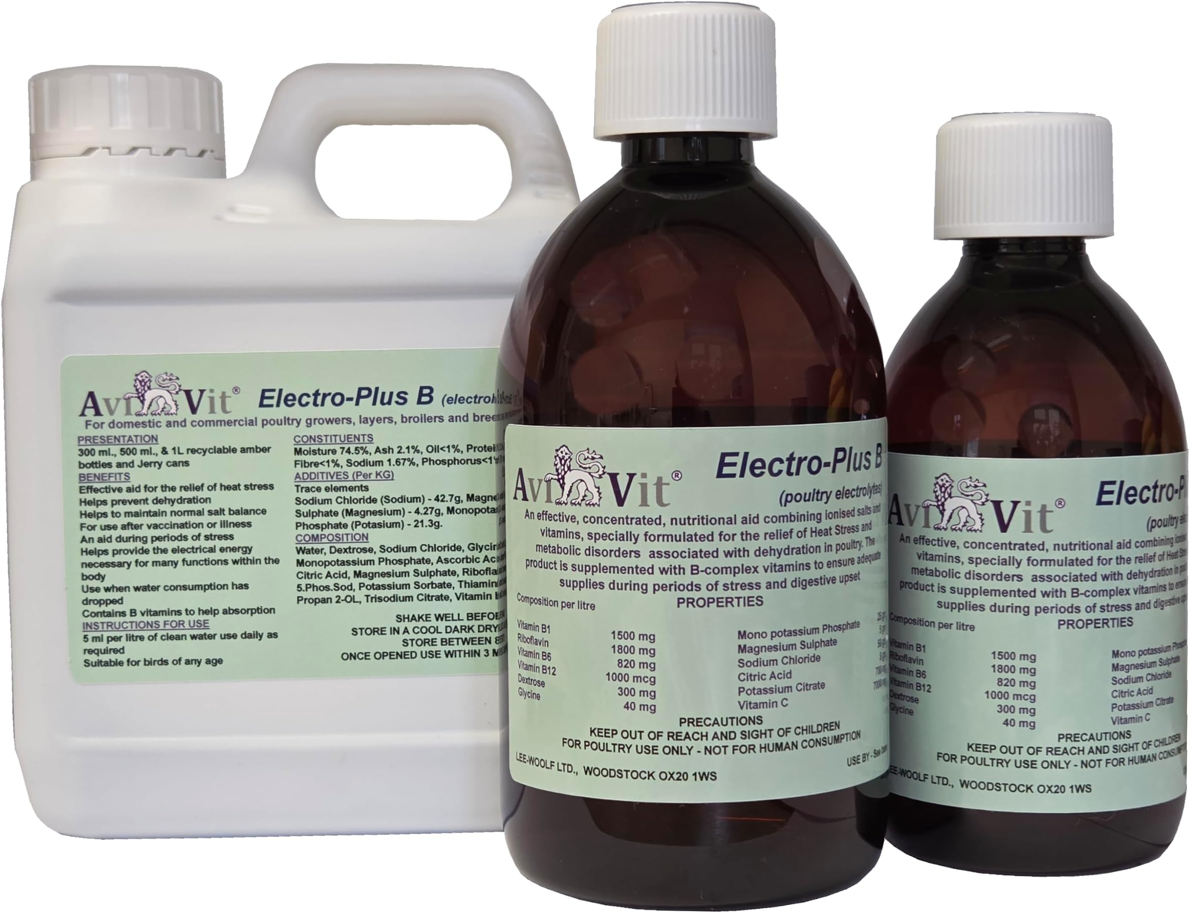 AviVit® Electro-Plus B Poultry Electrolytes for poultry of all ages -3 sizes (Standard 300 ml) | Extra boost with Vitamin B complex