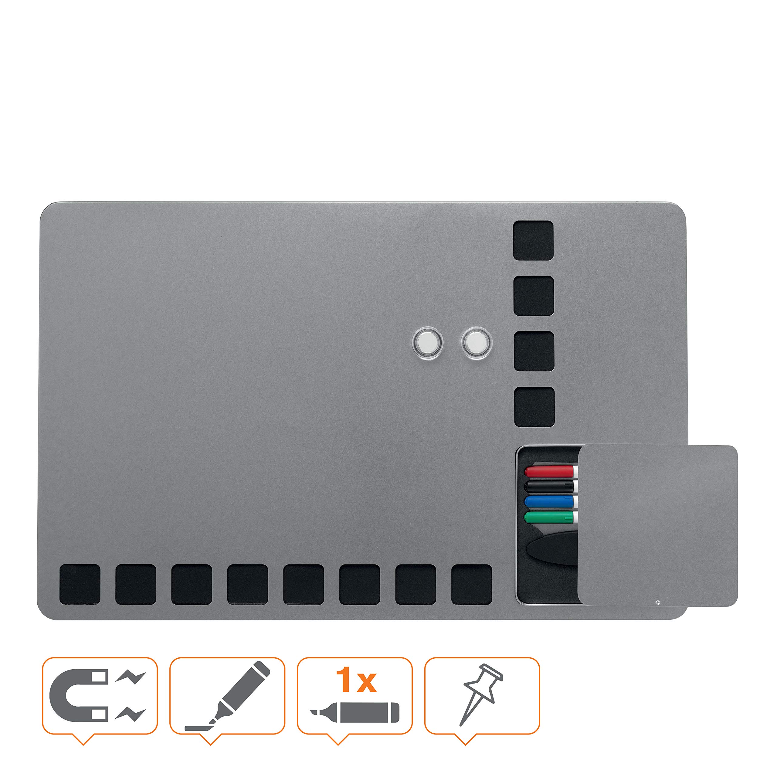 Rexel Nobo - Pizarra magnética combinada con cuadrículas espuma + kit escritura 610x390 mm, color plata