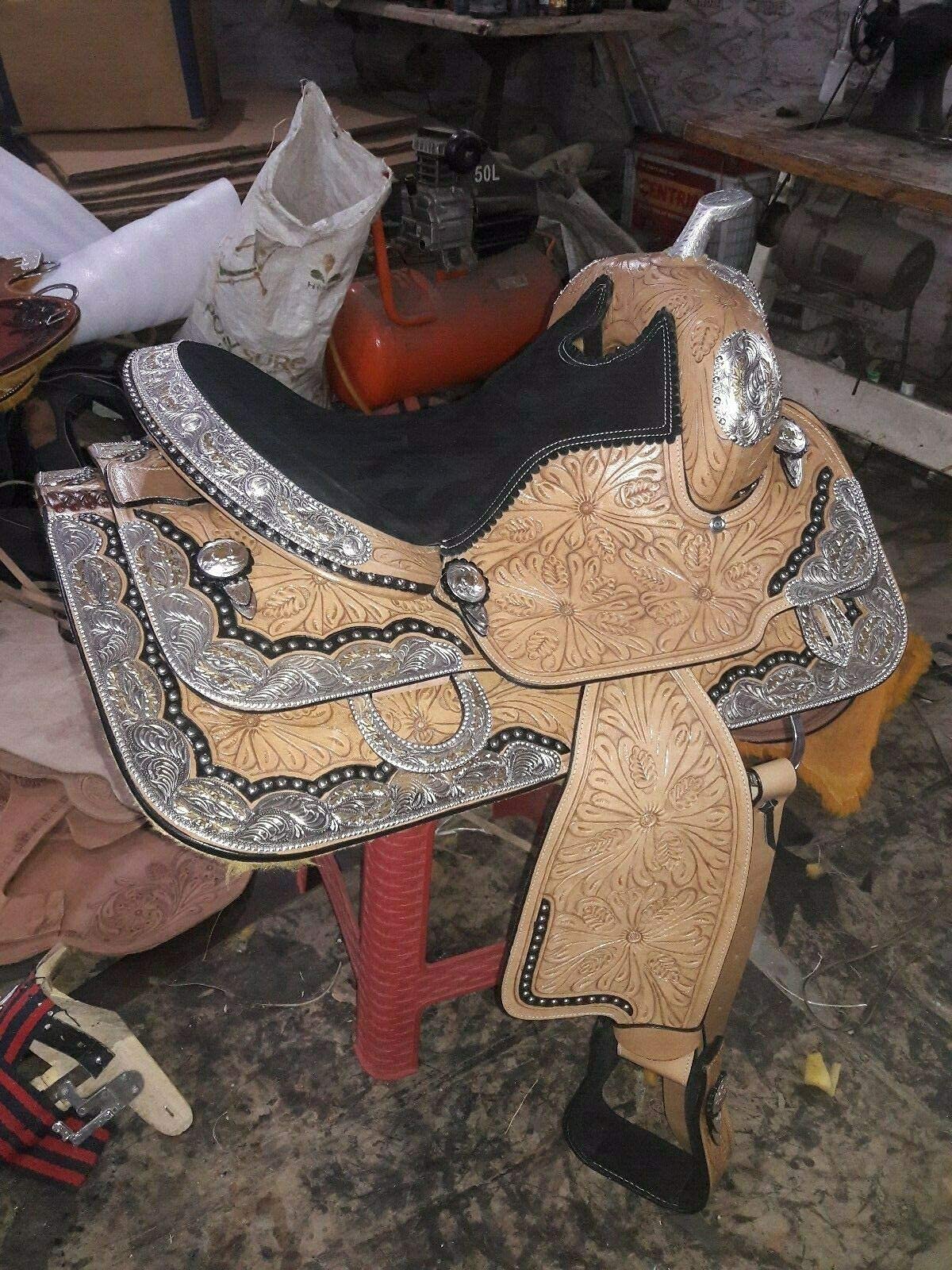 Equestrian Universe New Western Sella Completamente Show Sella con Silver Corner Canchos