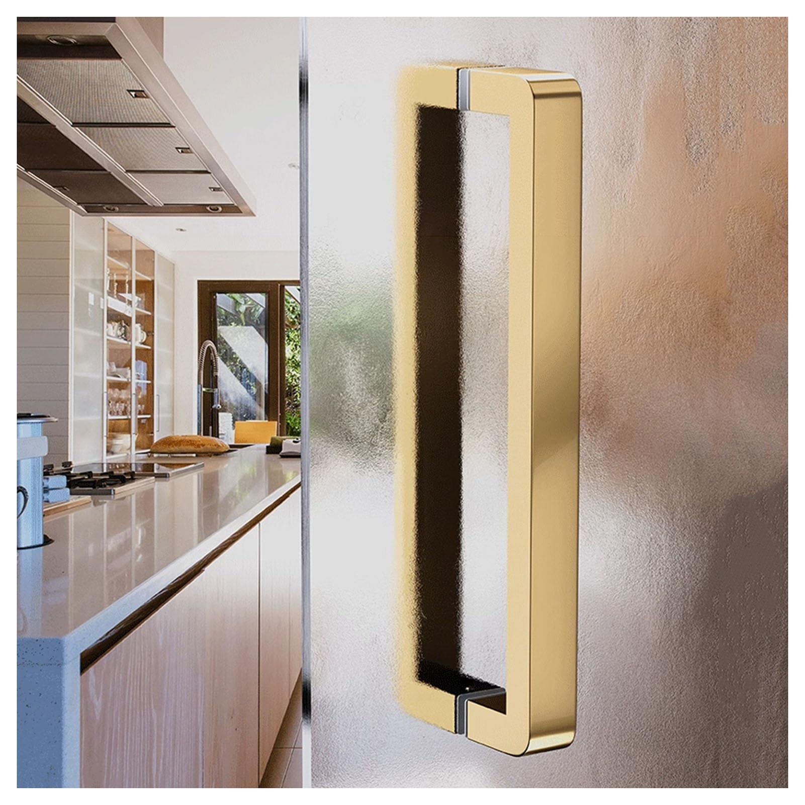 ZFUCMAYL Square Glass Door Handles,12.79" to 60" Sliding Door Handles,Stainless Steel Sliding Door Handle for Bathrooms Shopping Malls Offices(Gold,Pitch-325mm)