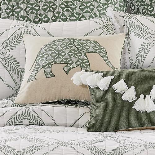 Miniatura 2 de Levtex Home - Kemala Sage - Almohada decorativa (18x18in) - Elefante - Gris pardo, salvia y crema