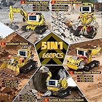 Vista 3 de 5-in-1 Programmable Robot Building Block Set for Kids Age 6 7 8 9 10 11 12-14, with APP or Remote Control & LED Display Screen, STEM Educational