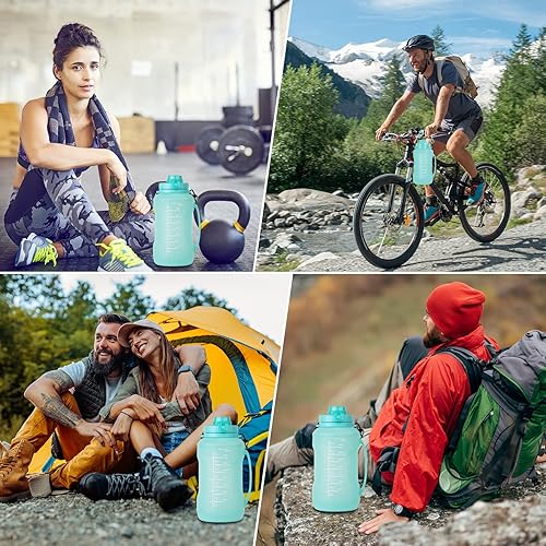 Miniatura 6 de Botellas de agua plegables, botella de agua de viaje de 2L64 onzas con pajilla, botella de agua grande de medio galón para viajes, deportes al aire