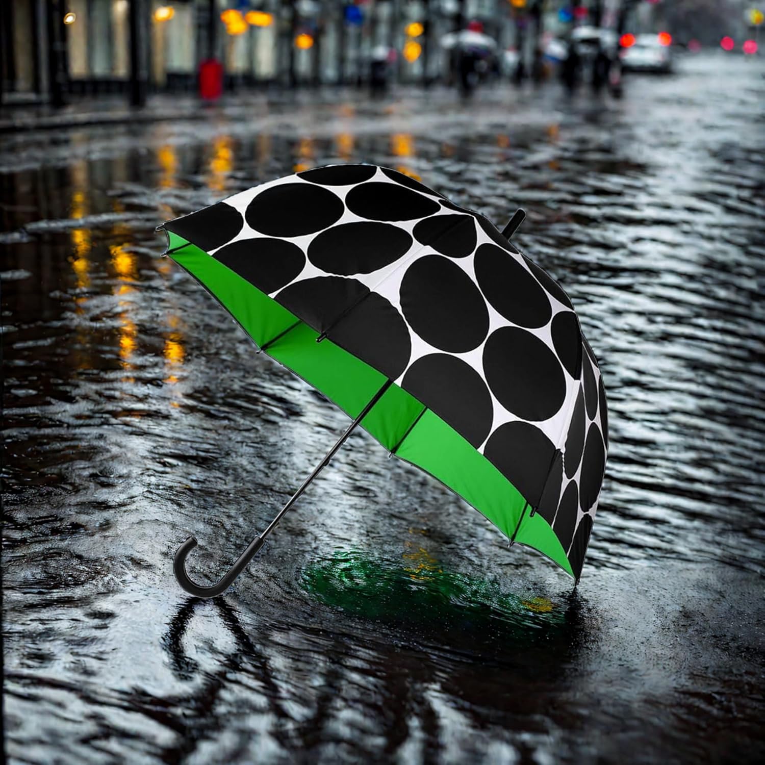 kate spade new york Bubble Umbrella in Cute Black Pattern for Adults, Use for Rain or Sun, Large Size, Joy Dot - Image 7