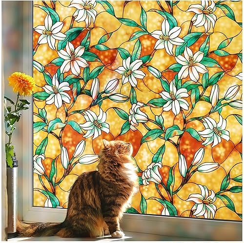 Miniatura 10 de Coavas Película de privacidad para ventana de vidrieras adhesivas Película decorativa para tintado de ventana para el hogar, película de vidrio