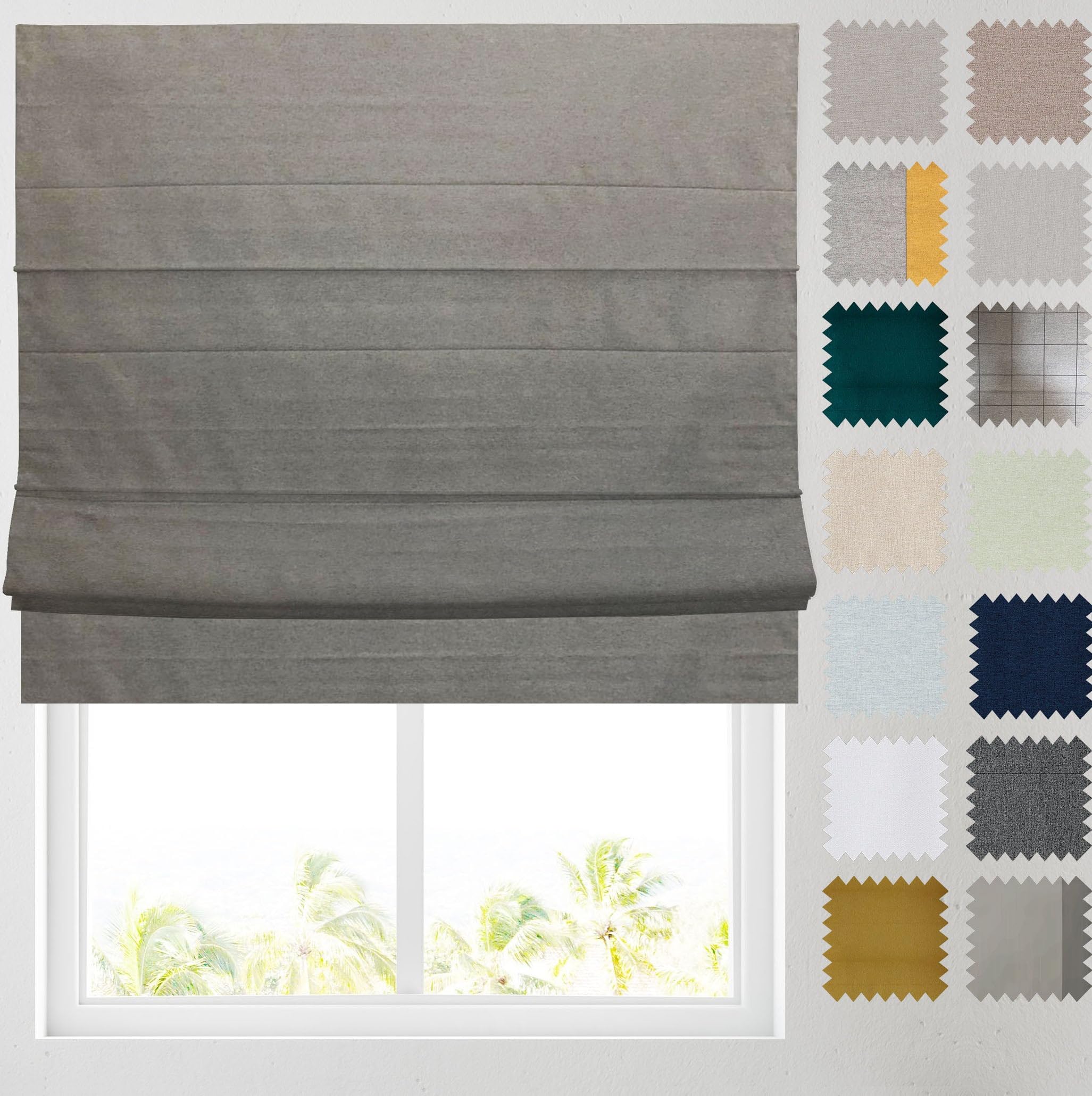 Barnes Blinds - Soft Textured Ara Blackout Roman Blinds -Durable Fittings Easy Fit (Charcoal 183cm)