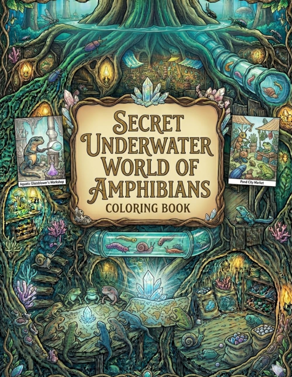 Secret Underwater World of Amphibians: Coloring Book