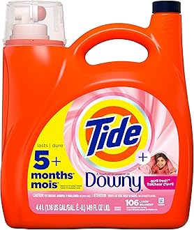 Tide Plus A Touch of Downy Liquid Laundry Detergent, April Fresh Scent, 149 fl oz, 106 Loads, HE Compatible
