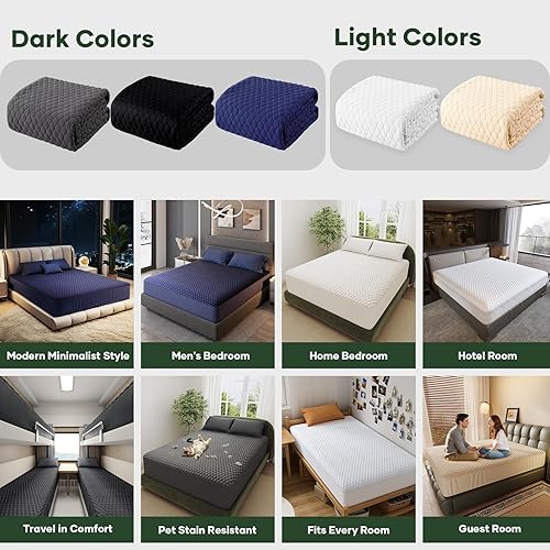 Miniatura 2 de OhGeni Protector de colchón 100% impermeable, almohadilla suave de colchón tamaño King, resistente al pelo de mascotas y a la enuresis de la cama,