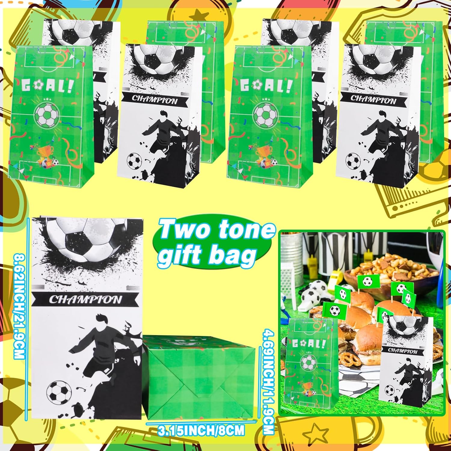 160pcs Soccer Party Favors, Soccers Bags Ink Pen Slap Bracelets Keychains Tattoo Stickers for Classroom Rewards Goodie Bag Fillers Soccers Party Favor - Image 4