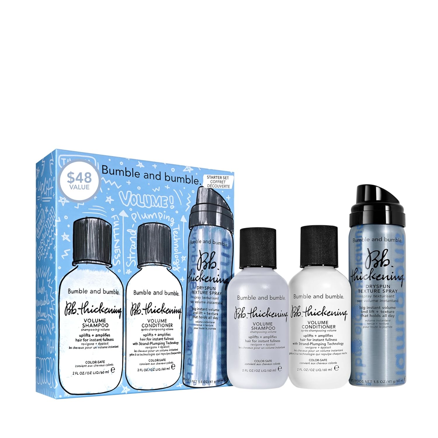 Bumble and bumble. Thickening Hair Volumizing Starter Set | Thickening Shampoo, Conditioner + Dryspun Texture Spray Bumble and bumble. Thickening Hair Volumizing Starter Set | Thickening Shampoo, Conditioner + Dryspun Texture Spray