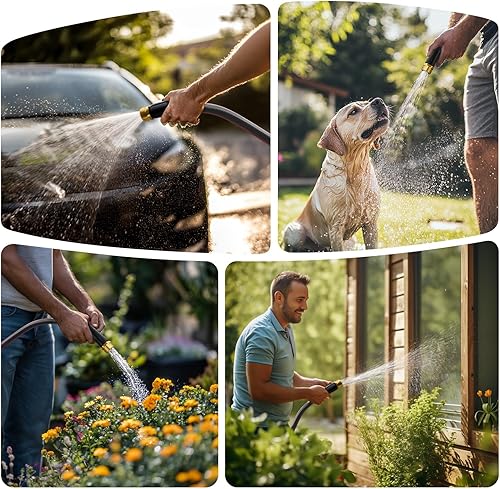 Miniatura 7 de Manguera de jardín no expandible de 50 pies con núcleo de látex de 8 capas, ligera y sin torceduras, manguera de agua flexible y resistente para
