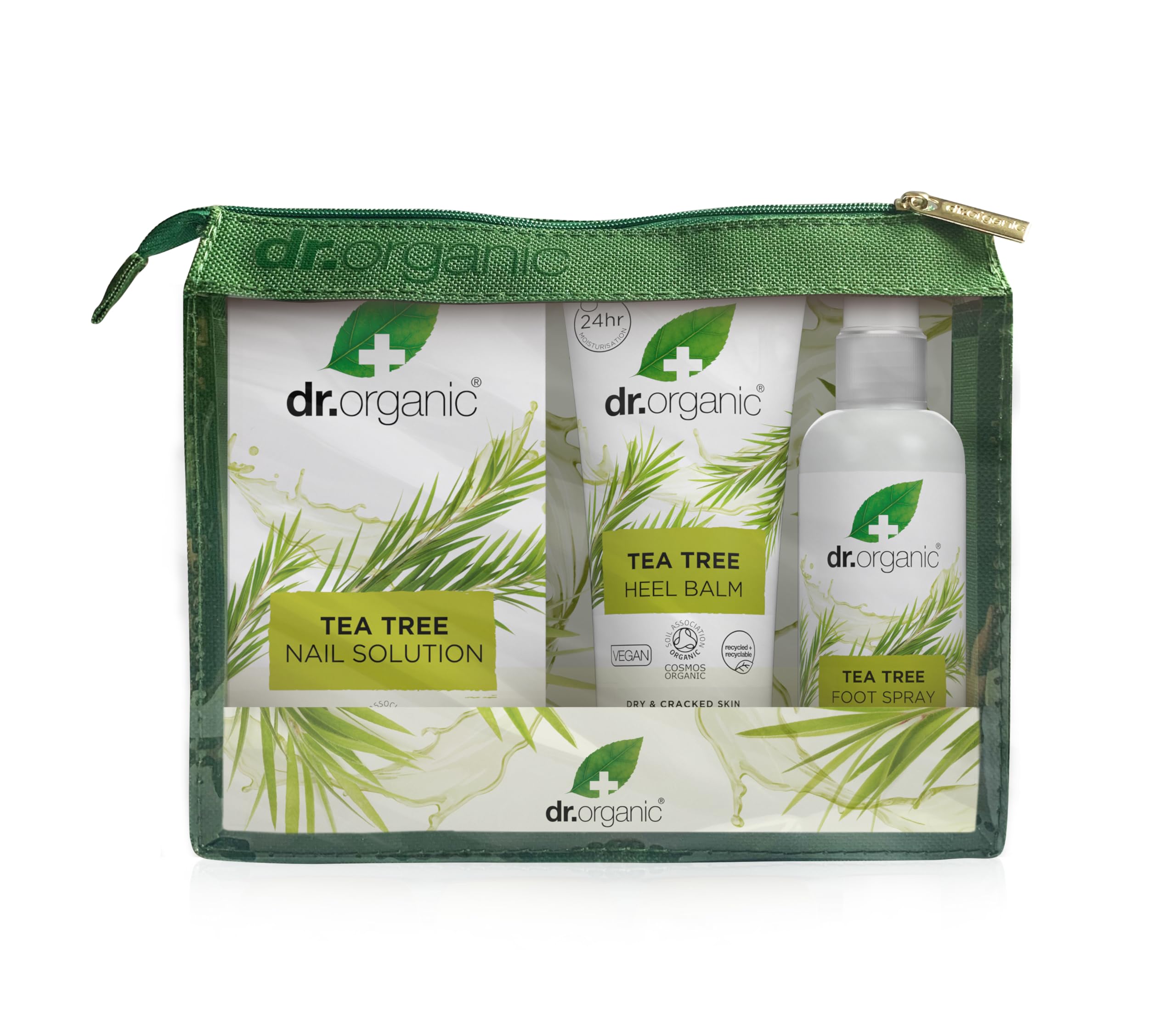 Dr Organic Tea Tree Foot & Nail Travel Set, Gift Set, Deodorising, Dry & Cracked Feet, Summer Feet, Purifying, Vegan, Cruelty-Free, Paraben & SLS Free, Certified Organic, 3 pack