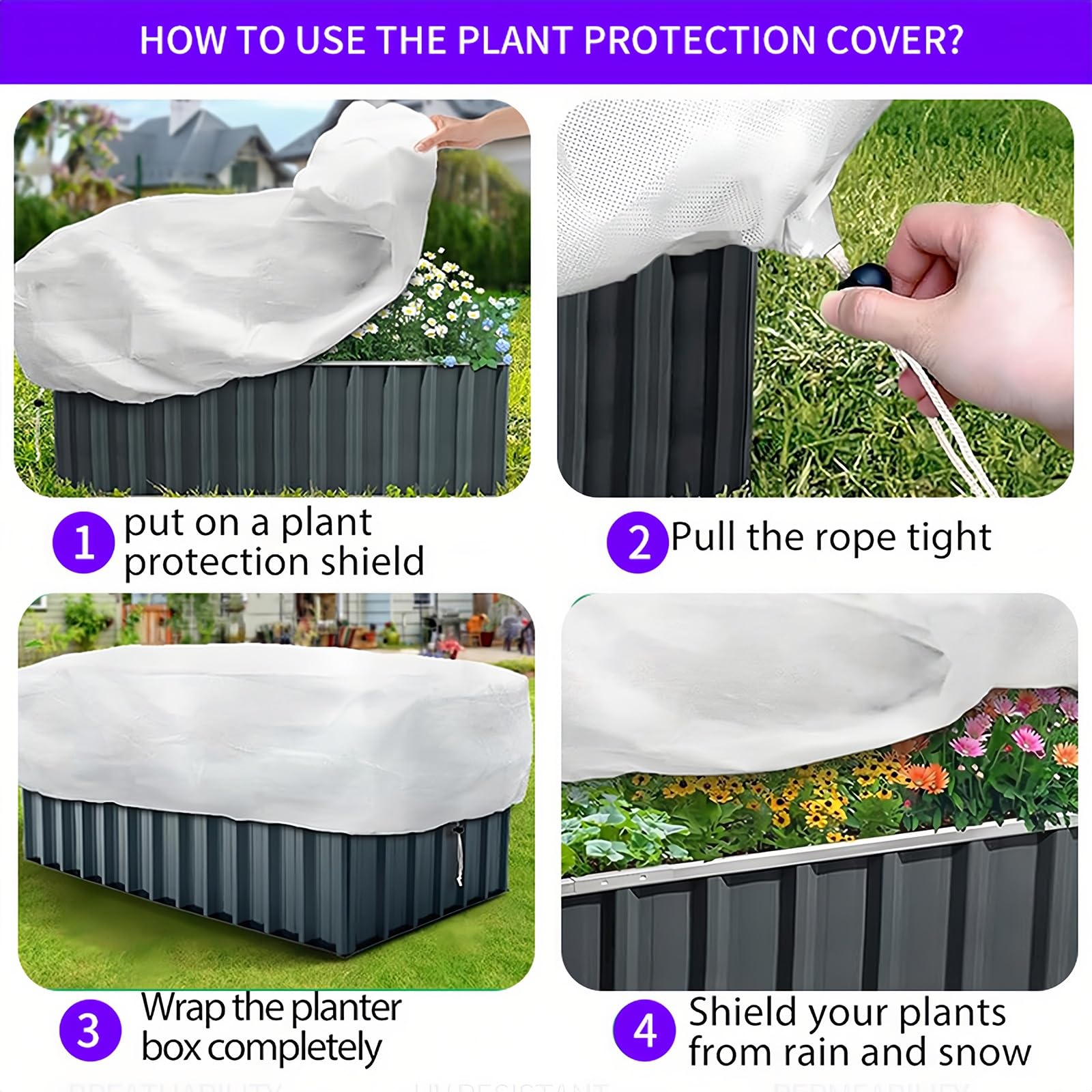 Plant Protectors - Manta de protección contra heladas para jardín al aire libre con cordón para uso en jardín, material duradero