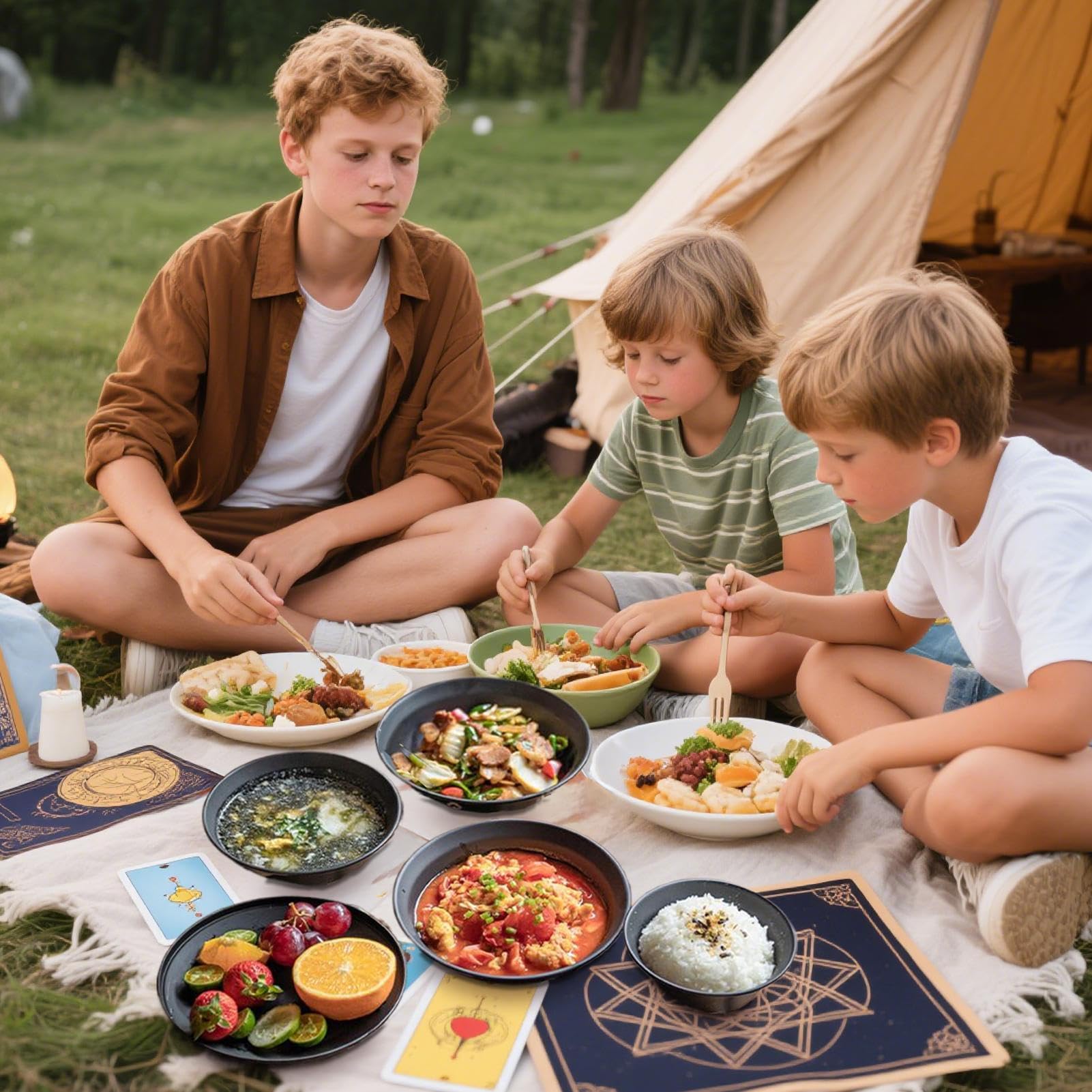 Camping Geschirr Set Rostfreies Edelstahl-Besteck Für Outdoor-Aktivitäten | Inklusive Segeltuchtasche Mehrweg-Besteck Für Paare Picknick Wanderung Outdoor Essen