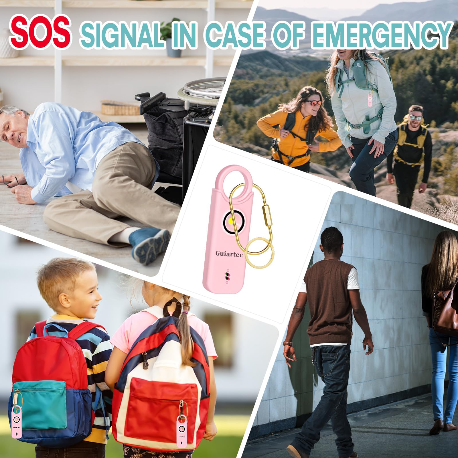 HOLDALL Personal Safety Alarm For Women-135dB Loud Siren With Strobe Light Acoustooptical Warning Rechargeable Emergency Safety Alarm 0 9oz Easy Carry For Elderly And Kids Pink - View #5