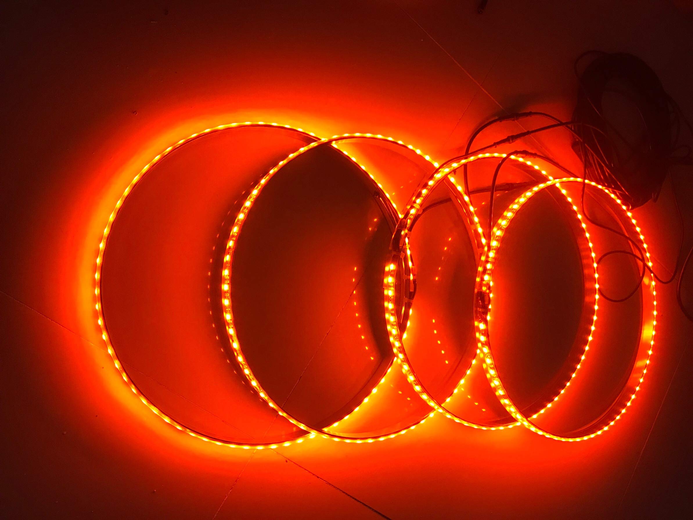 Sando Tech 17.5'' AMBER ORANGE Solid Color Led Wheel Ring Lights IP68 Waterproof 4 Lights/Set Brightest 300Leds Rim Lights Tire Lights