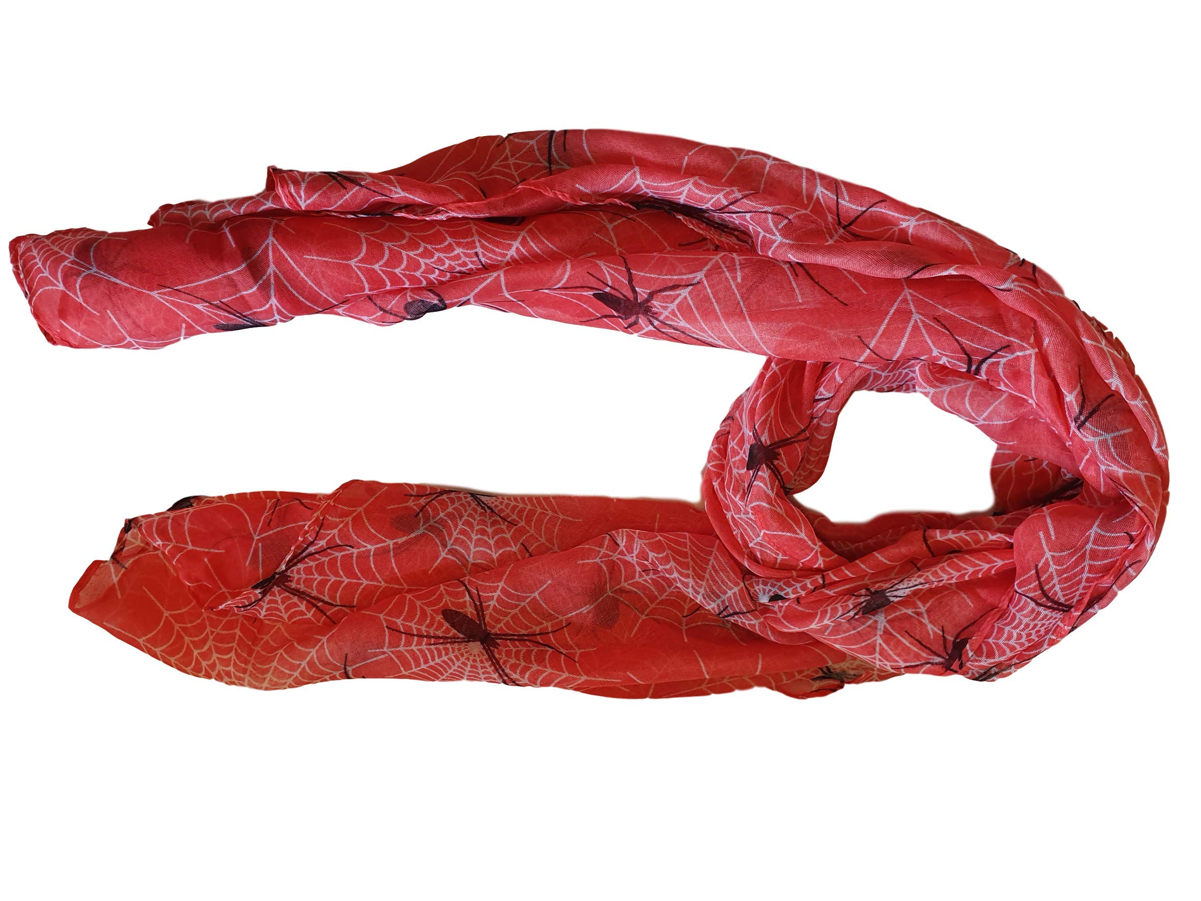 Fat-Catz-Copy-Catz Women's Red Scary Spider & Web Halloween Insect Long Soft Scarf, Shawl, Wrap, Sarong (Red)