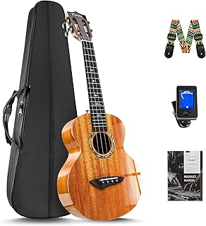 CAG47 Glossy Red African Mahogany 23" Concert Ukulele for Beginner | Handmade Ukelele Starter Kit
